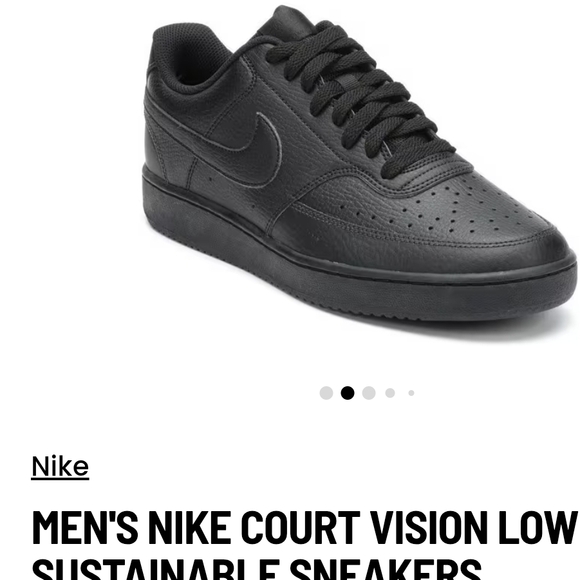 Nike Men's Black Court Vision Low Sneakers - Picture 1 of 8